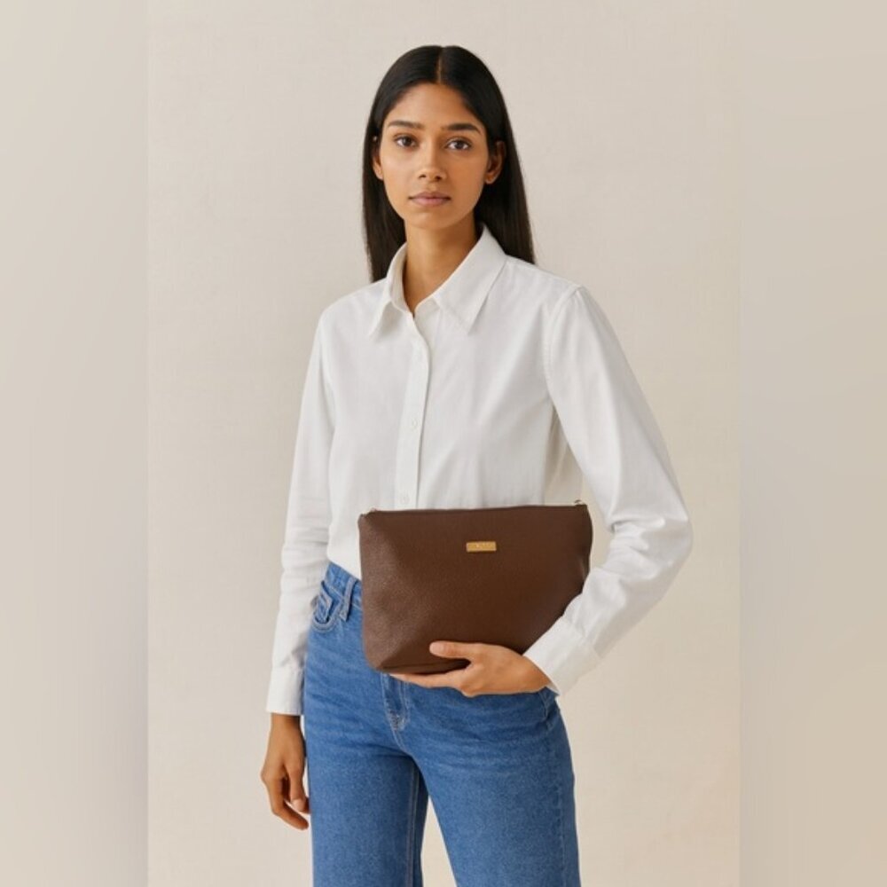 BCBG Paris Dark Brown Women's Clutch Crossbody Bag Medium